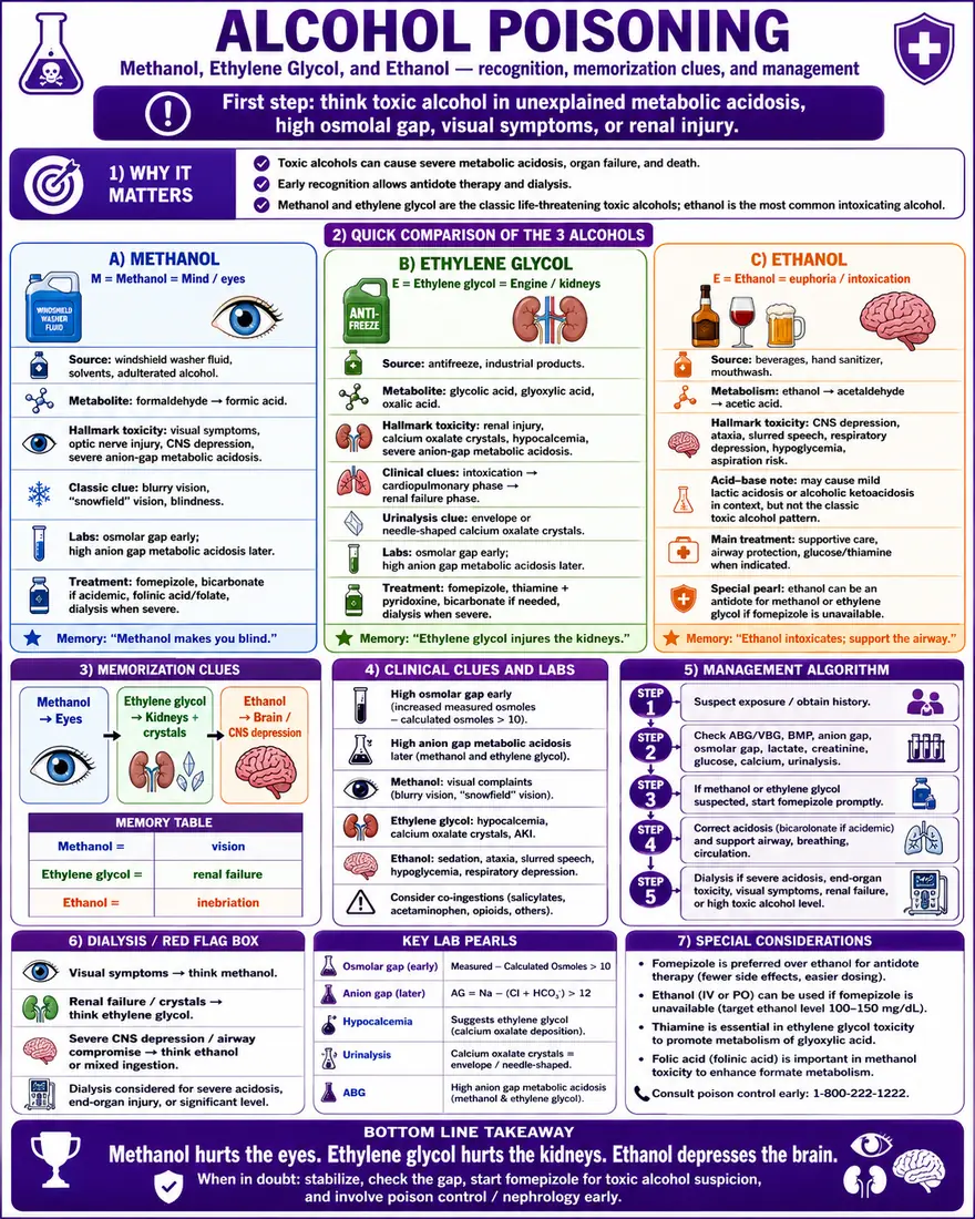 Alcohol Poisoning — Methanol, ethylene glycol, ethanol