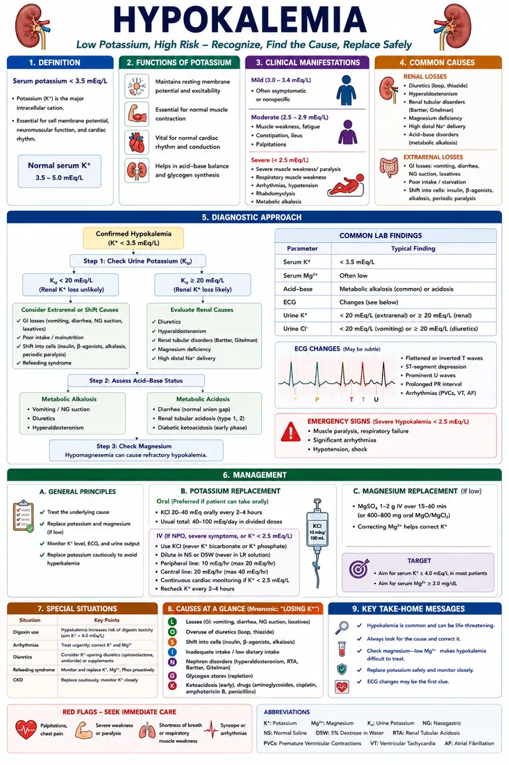 Hypokalemia — Recognize, find the cause, replace safely