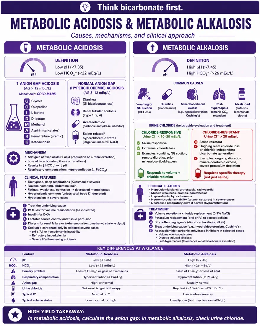 Metabolic Acidosis & Alkalosis — Causes, mechanisms, clinical approach