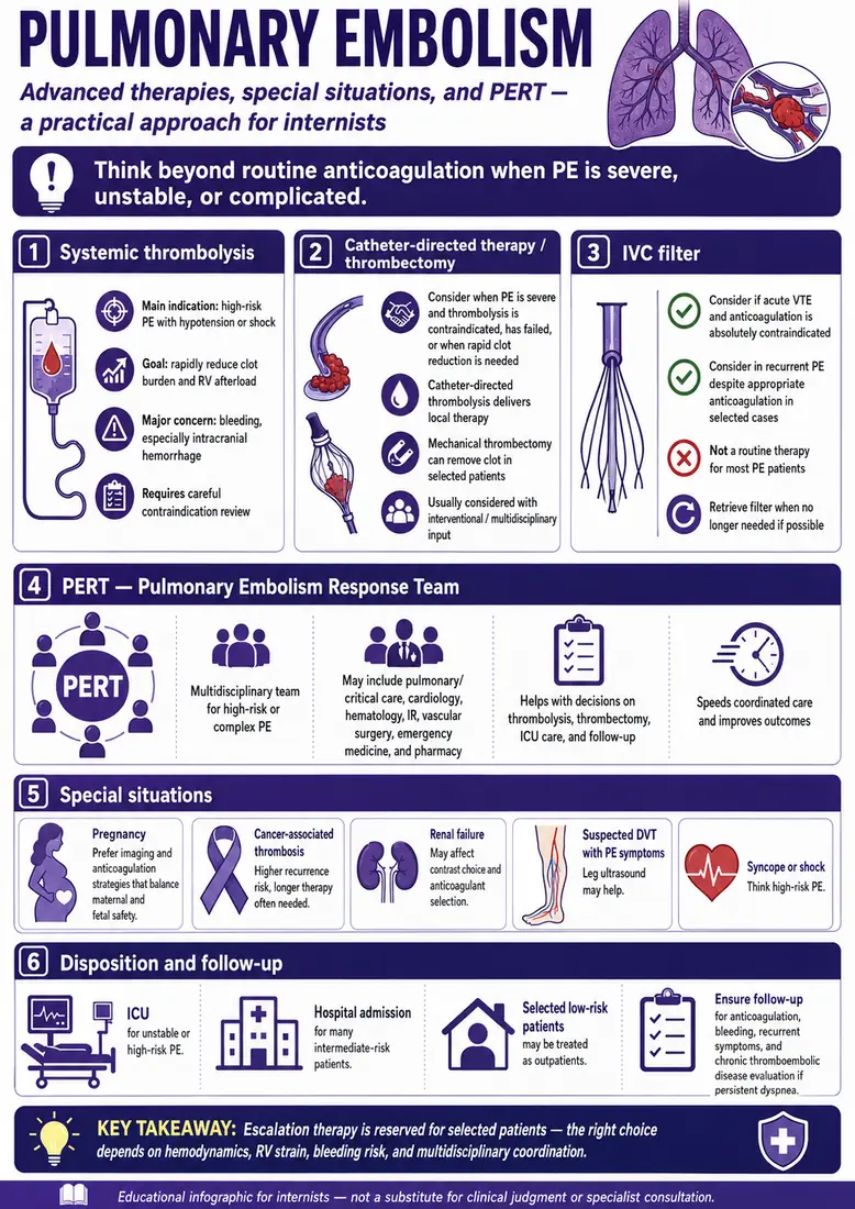 Pulmonary Embolism: Advanced — Thrombolysis, PERT, special situations
